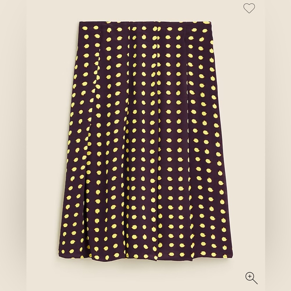 J.Crew‎ Women's Size 0 Plum & Gold Dot De Chine Pleated Skirt
